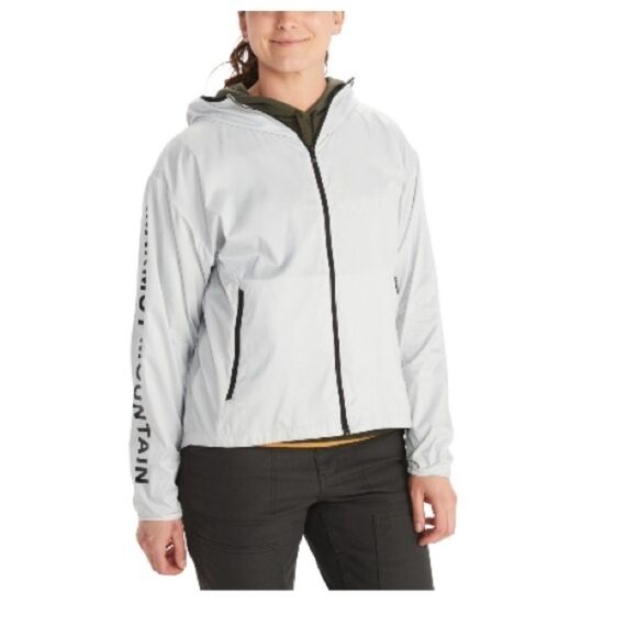 MARMOT Women Gray Zippered Pocketed
Lightweight jacket Logo Graphic Wind Breaker - Picture 5 of 11